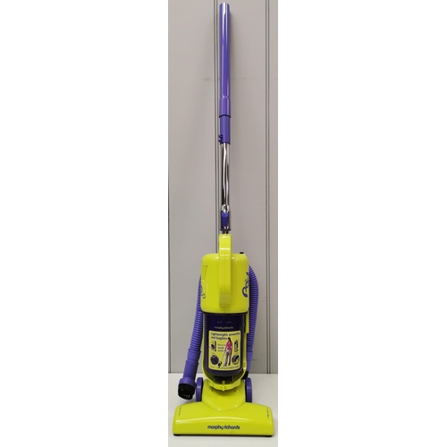 773 - A lightweight, yellow & purple 'POD', upright, bagless vacuum cleaner with hose attachments from Mor... 