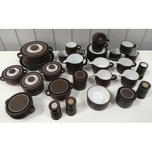 1405 - A collection of thirty-five pieces of 'Hornsea Contrast' tableware. To include cups, saucers, condim... 