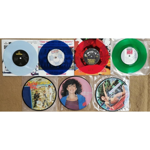 A collection of seven 1980's picture discs & coloured vinyl singles. To include 'Tears for Fears - Mother's Talk'(green vinyl), 'Tracey Ullman - Move Over Darlin'' (picture disc), 'Bucks Fizz - When We Were Young' (picture disc), The Spacelings - Last Night I Had The Strangest Dream' (red vinyl), 'The England World Cup Squad - This Time We'll Get It Right' (blue vinyl), 'Supergrass - Lenny' (limited edition blue vinyl) & 'Elkie Brooks - Our Love' (picture disc).