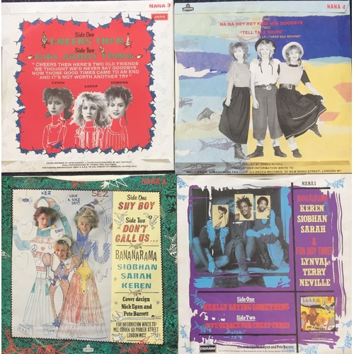 3708 - A collection of four vinyl singles, by 'Bananarama'. To include 'Cheers Then', 'Shy Boy', 'Na Na Hey... 