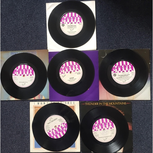 3730 - A collection of six vinyl singles, by 'Toyah'. To include 'Thunder In the Mountains',  'The Vow',  '... 