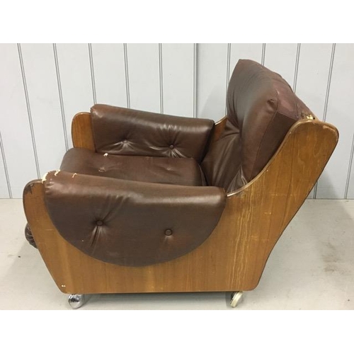 131 - A mid-century, G-Plan teak-framed armchair. Will require re-upholstering. Dimensions(cm) H90(35 to s... 