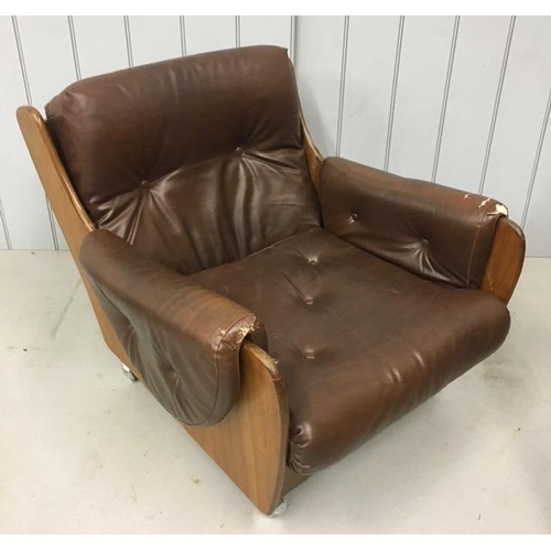 131 - A mid-century, G-Plan teak-framed armchair. Will require re-upholstering. Dimensions(cm) H90(35 to s... 