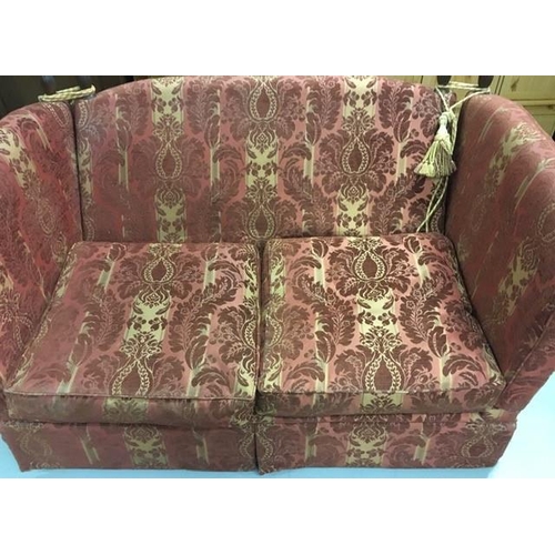 135 - A two-seater knole sofa, upholstered in burgundy & cream paisley fabric, together with complimenting... 