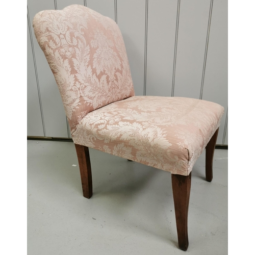 148 - A vintage bedroom chair, upholstered in a pink paisley fabric. Dimensions(cm) H75(37 to seat), W45, ... 