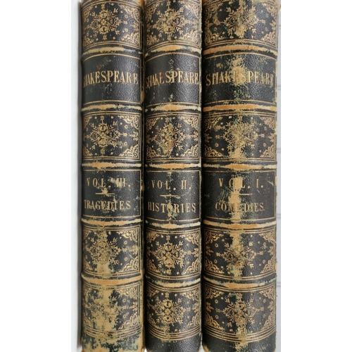 230 - Three leather-bound volumes of 'Cassell's Illustrated' 'The Plays of Shakespeare' edited & annotated... 