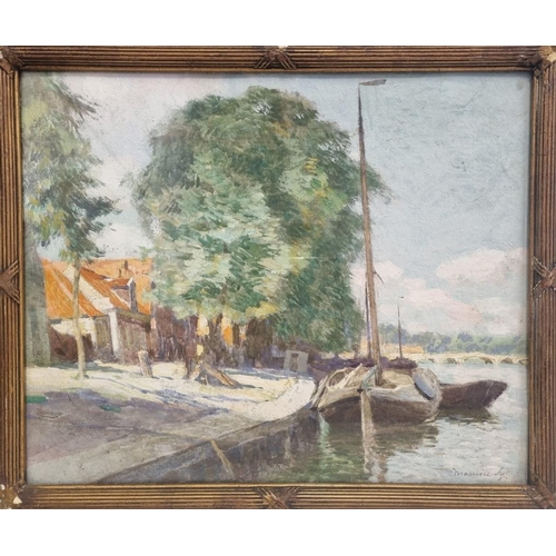 290 - An earlier Maurice Sys (Belgium, 1880-1972) river/harbour scene, in an 'Impressionistic' style, d.19... 