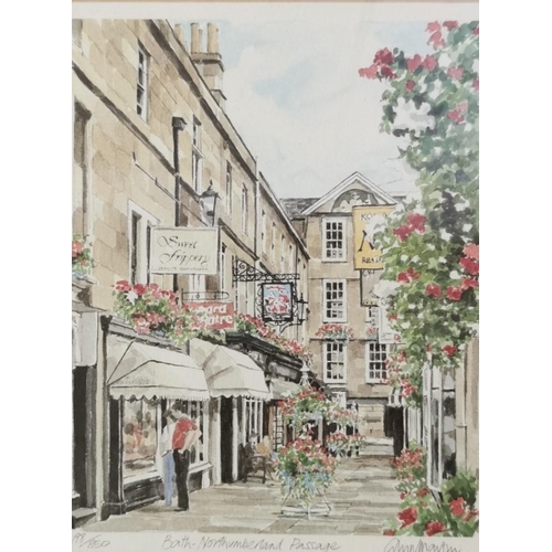 298 - A framed, limited-edition print of 'Bath Northumberland Passage', by Glyn Martin. Limited 198/850. F... 