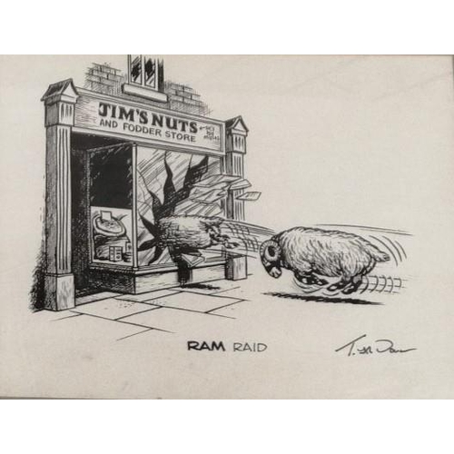 342 - Two framed prints. 'Ram Raid' (28cm x 33cm) & 'Geese & Goat' - a limited edition print by Simon Bull... 