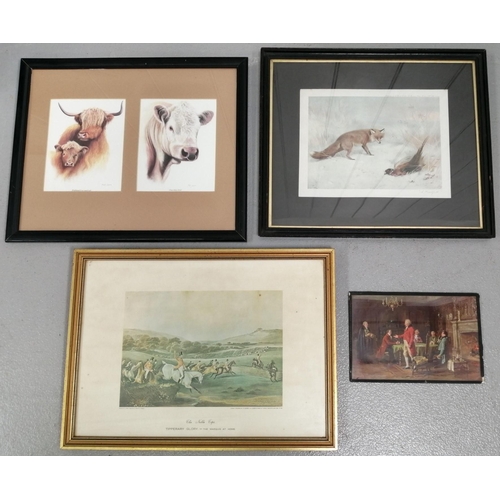 348 - A selection of four framed prints. To include work by Paul James & Archibald Thorburn.  Largest 35cm... 