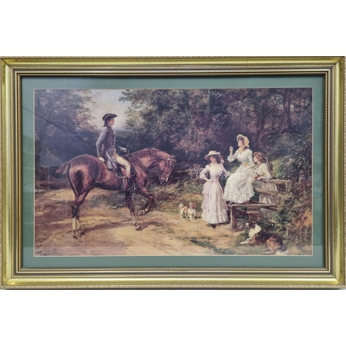 373 - A large framed print - 'A Meeting By The Stile', after Heywood Hardy. Framed dimensions(cm) H814, W9... 