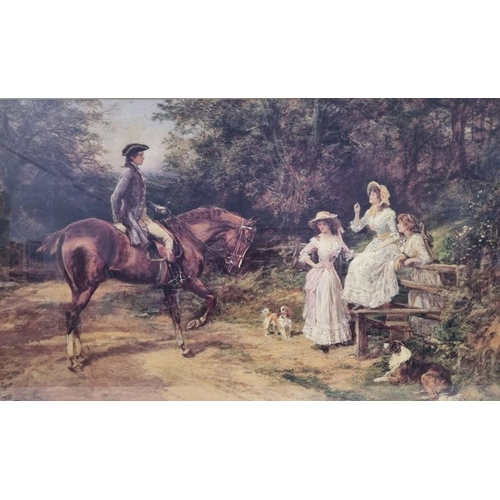 373 - A large framed print - 'A Meeting By The Stile', after Heywood Hardy. Framed dimensions(cm) H814, W9... 