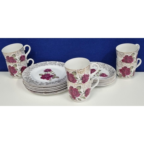 597 - An eighteen piece, Alfred Meakin 'Glo-White' rose pattern tea/coffee set.