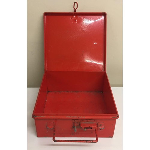 647 - A vintage British Rail detonator metal box, with spring locking system, together with a pair of empt... 