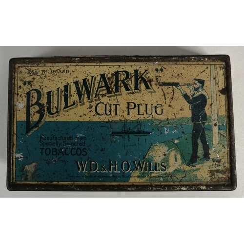 bulwark cut plug tobacco tin An early WD & HO Wills 'Bulwark Cut Plug' tobacco tin. Width 17cm