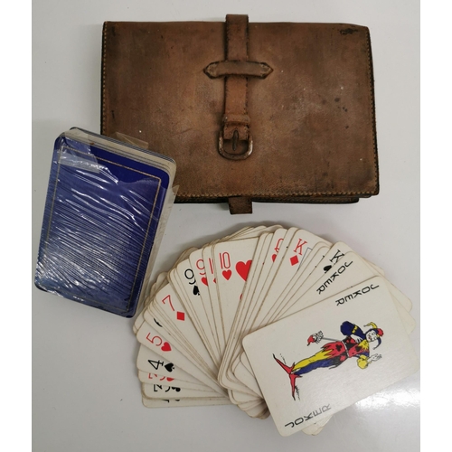 1822 - Two decks of vintage playing cards, in leather wallet.