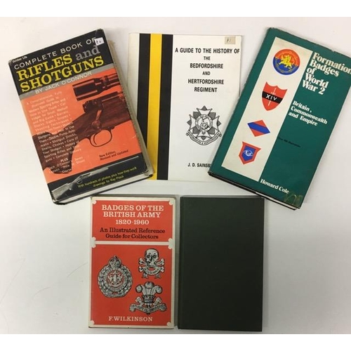 75 - A collection of five militaria guides. To include a Bedfordshire & Hertfordshire Regiment guide, alo... 