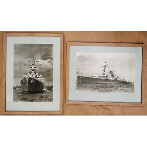 91 - A pair of framed pictures of the German heavy cruiser battleship 'Deutschland'.