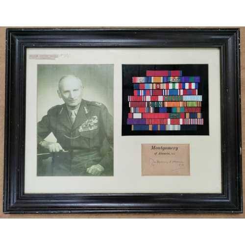 95 - A signed/framed photograph & selection of medal ribbons, of Field Marshall Montgomery. Includes an o... 