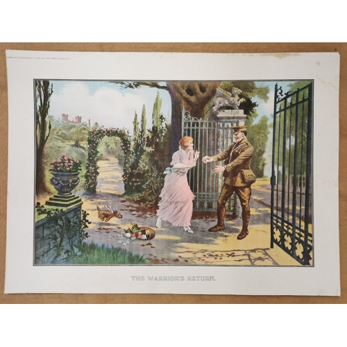 98 - A pair of WWI sweetheart colour prints, entitled 'The Warriors Return' & 'For Britain Home and Beaut... 