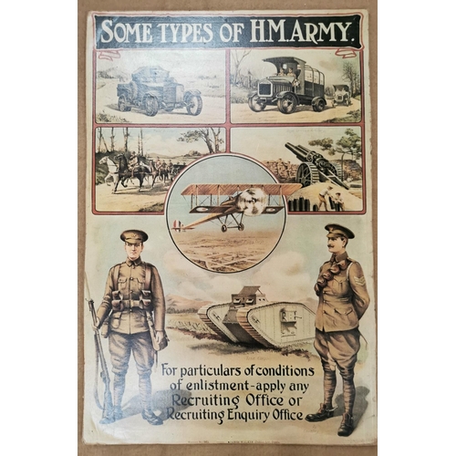 99 - A reproduction WWI recruitment poster, on board, entitled 'Some Types of HM Army'. Board dimensions ... 