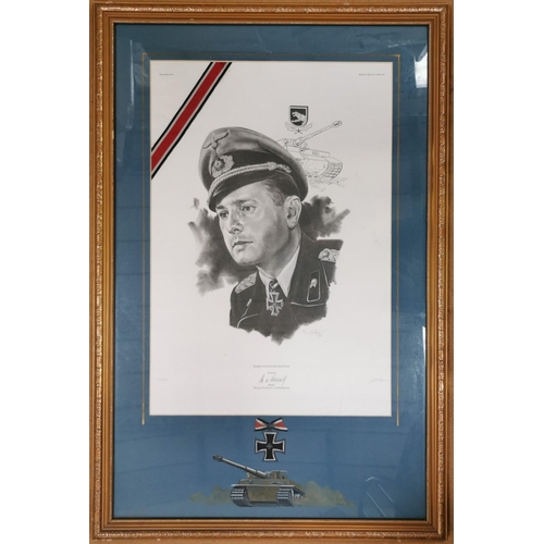 101 - A signed/framed print of Werner Freiherr von Beschwitz. Incorporates an original signature of the fa... 