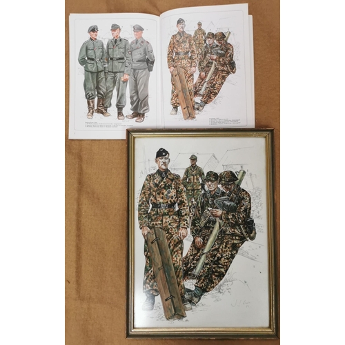 109 - A set of four, framed, original artwork plates for the 'Osprey - Men At Work Series - Waffen SS' ref... 