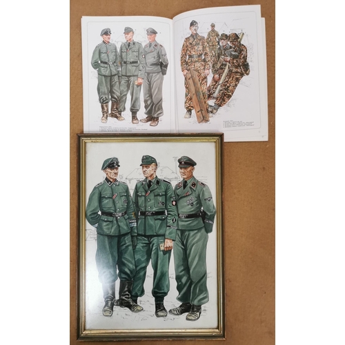 109 - A set of four, framed, original artwork plates for the 'Osprey - Men At Work Series - Waffen SS' ref... 