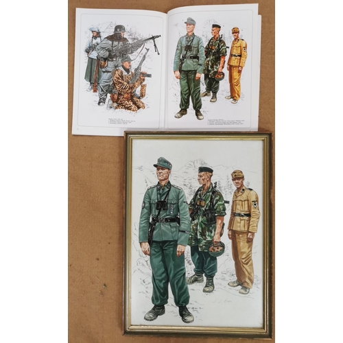 109 - A set of four, framed, original artwork plates for the 'Osprey - Men At Work Series - Waffen SS' ref... 