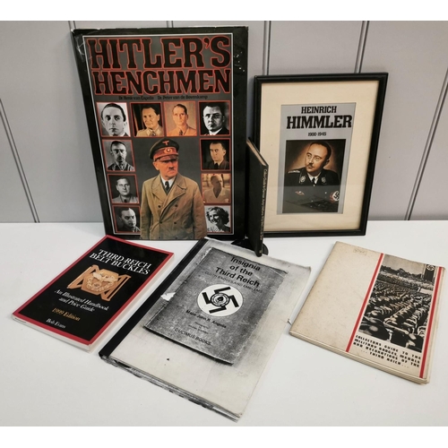 113 - A collection of five WWII German reference books, together with a framed picture of Heinrich Himmler... 