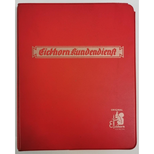 117 - A German publication entitled 'Eickhorn Kundendienst'. Consists of a loose leaf folder, with punched... 