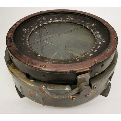 236 - A boxed WWII Type 4A British Bomber Compass. Case stencilled 'Property of Fairfield Aviation Ltd'.