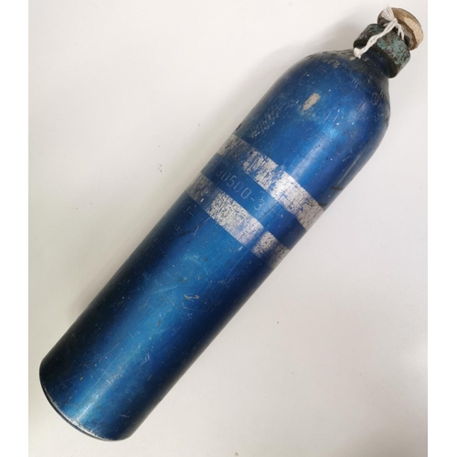 237 - A WWII Luftwaffe Oxygen bottle. Various markings including 'SAUERSTOFF LEER 2.16 KG FULL 150 AT 28.8... 