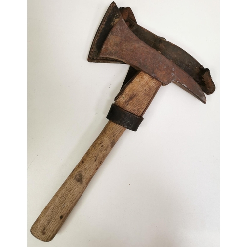 239 - A WWI German Pioneer Axe, with sheath. Length 38cm.