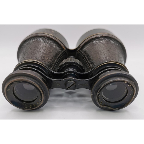 251 - A pair of WWI-era 'Ross of London' military binoculars, with original leather case.