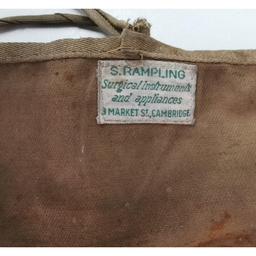 255 - A British WWI Field Surgical Kit. Roll-case supplied by 'S Rampling', Market Street, Cambridge. Most... 