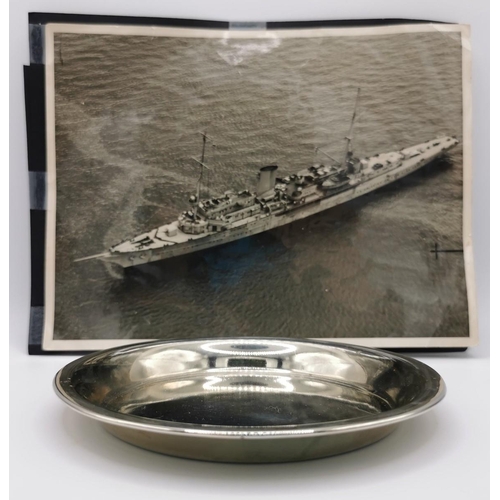 262 - An Alpacca Silver Tray Dish, with provenance suggesting removed from Hitler's yacht, 'Grille'. Stamp... 