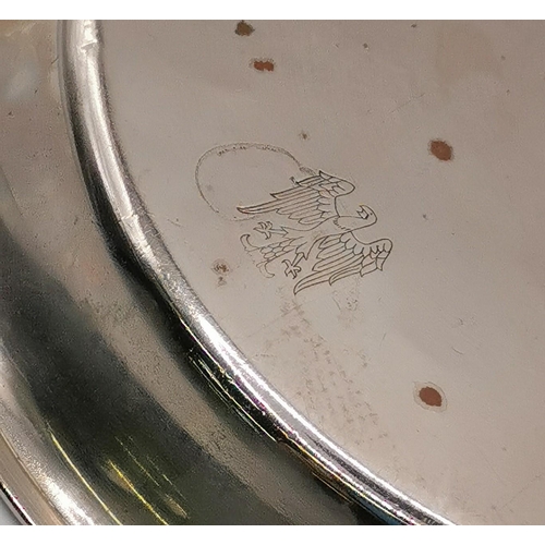 262 - An Alpacca Silver Tray Dish, with provenance suggesting removed from Hitler's yacht, 'Grille'. Stamp... 