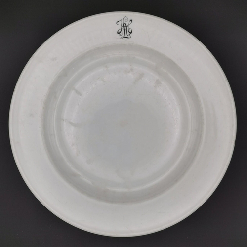 265 - A WWII German dinner plate, from the SS bodyguard unit of Adolf Hitler. Monogrammed 'LAH' & maker's ... 