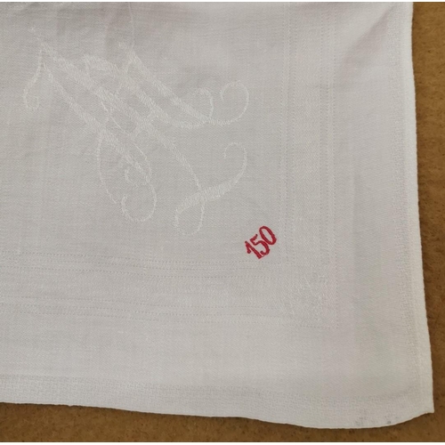 269 - A WWII German tablecloth, from the SS bodyguard unit of Adolf Hitler. Monogrammed 'LAH', together wi... 