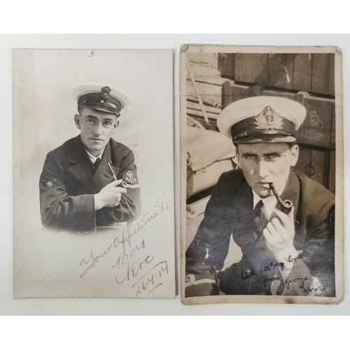 272 - Two signed/dedicated postcards from Royal Navy personnel, from WWI & WWII.