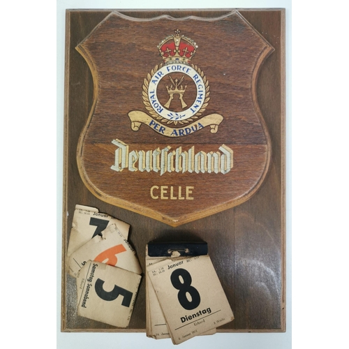 308 - An RAF Deutschland Crest/Wall Calendar, from 1952. Complete with partial date numbers.