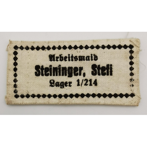 315 - A personalised, WWII German uniform label.