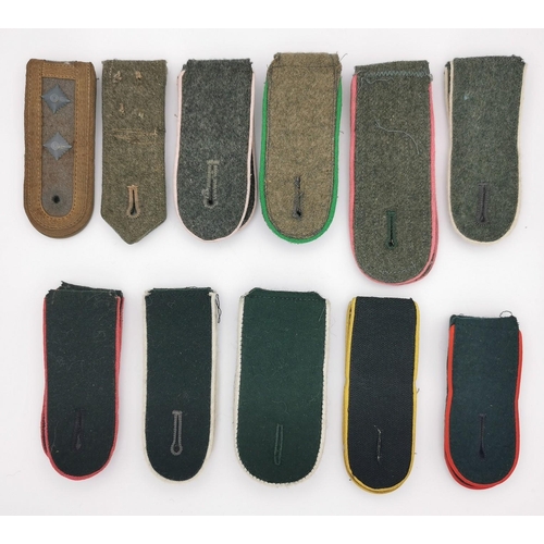 A collection of eleven pairs of WWII & earlier German Shoulder Boards. To include a rare Afrika Korps NCO set.