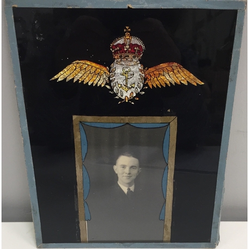 359 - An early photograph, mounted in a later glass frame with Fleet Air Arm emblem.