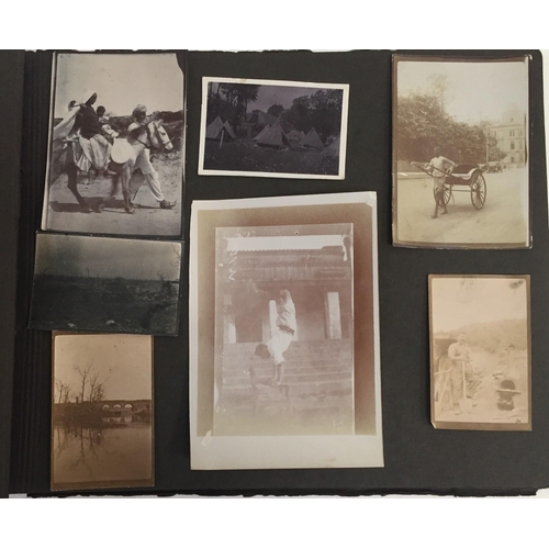 362 - A small collection of WWI wartime & family photographs, with frame & album.