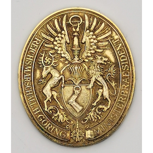 365 - A yellow-metal medallion bearing the Hermann Goring crest. The Goring crest was designed by Professo... 