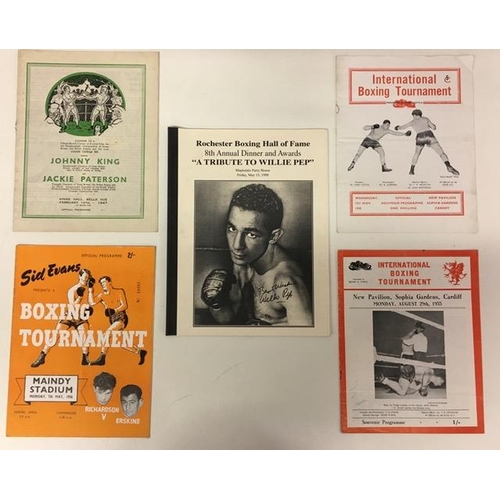 439 - A collection of five boxing tournament & tribute dinner programmes, dated between 1947 & 1998.