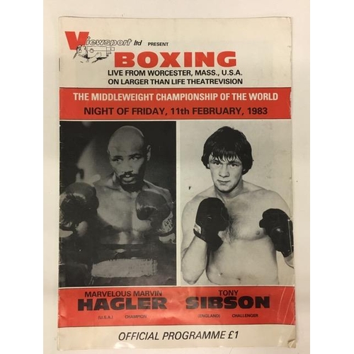 440 - A UK programme for the televised boxing bout, 11 February 1983, between Marvin Hagler & Tony Sibson,... 