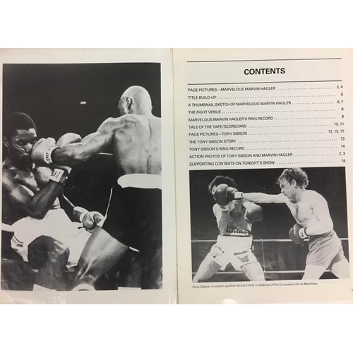 440 - A UK programme for the televised boxing bout, 11 February 1983, between Marvin Hagler & Tony Sibson,... 